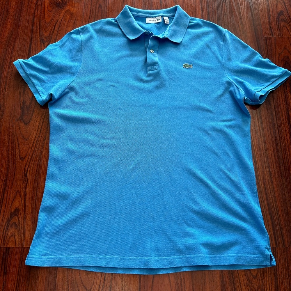 Lacoste Men XXL 7 Green Blue  Short Sleeve Casual Polo Shirt Slim Fit